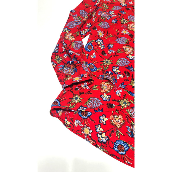 Chelsea & Theodore women's XL red flower long sleeve blouse - Picture 5 of 6